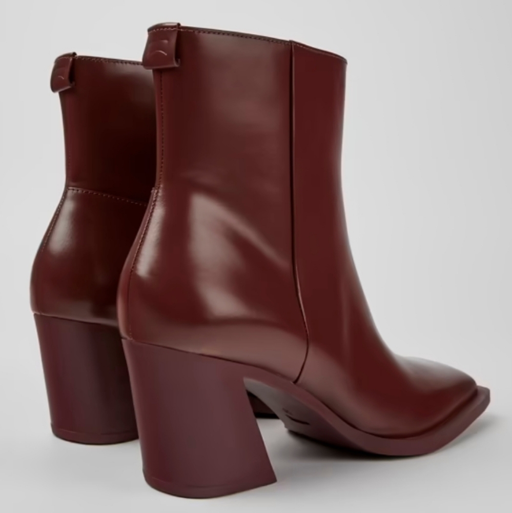 CAMPER Karole Burgundy leather ankle boots